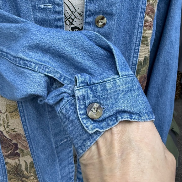 Floral Tapestry Patchwork Denim Jacket - Picture 8 of 9
